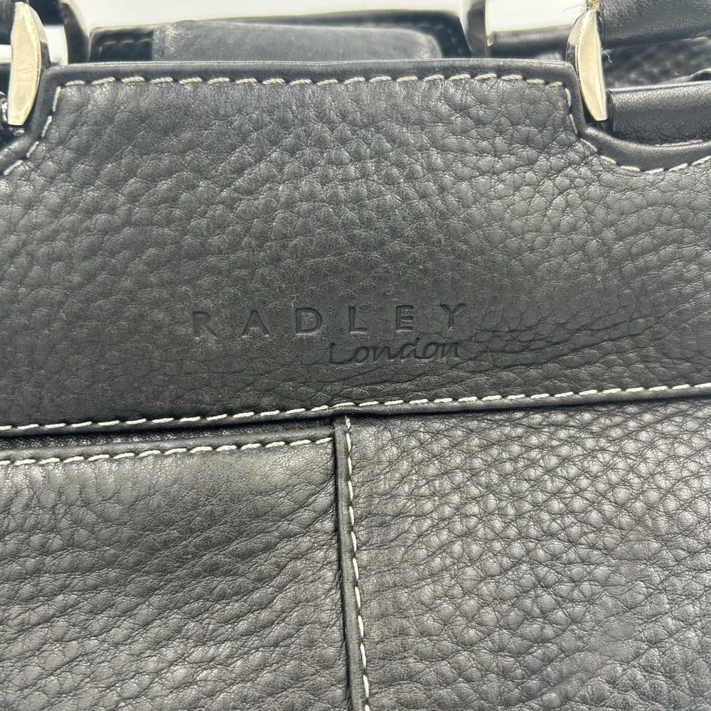 Radley London Satchel Handbag Womens Small Black Leather Contrast Stitch B-027